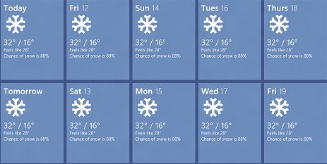 The ten-day forecast page