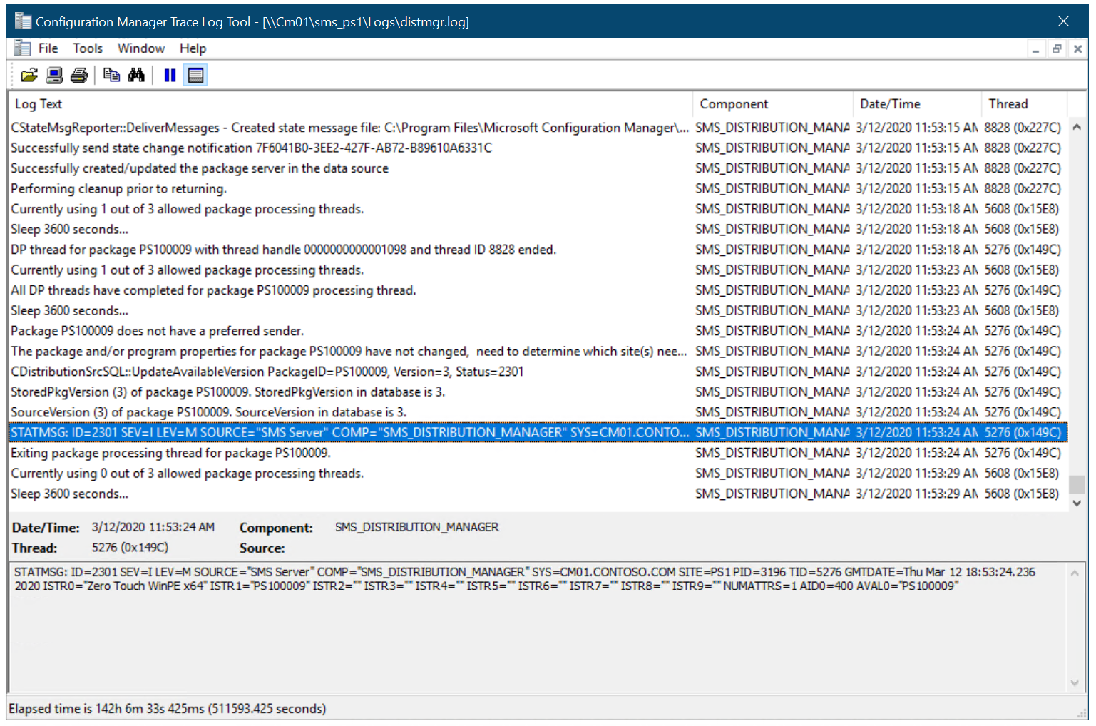 Content status for the Zero Touch WinPE x64 boot image step 1.