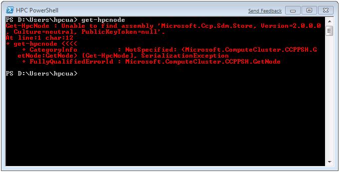 Get-HpcNode error message