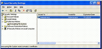 Figure 1: EFS Local Security Settings