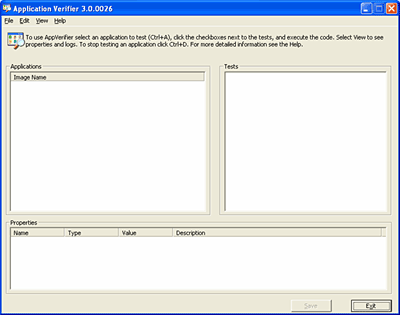 Figure 1: The main working window of AppVerifier