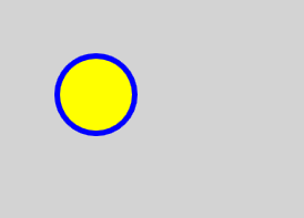 Yellow circle with blue outline.