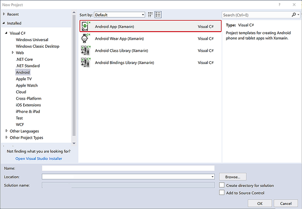 Create a new Xamarin.Android project