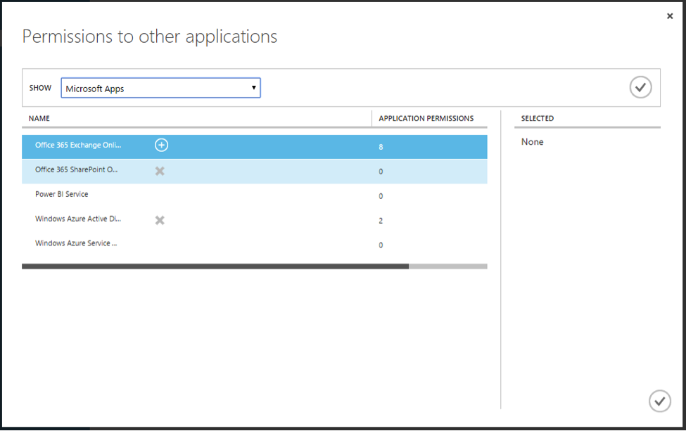 Select the applications that needs to be accessed from the mobile application