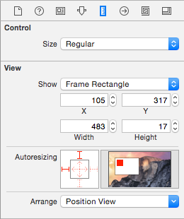 Selecting the Size Inspector