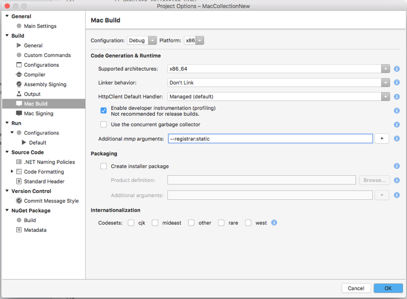 Adding the partial static registrar to additional mmp arguments