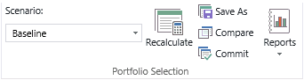 Screenshot of Portfolio section of ribbon.