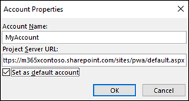 Screenshot shows Account Properties dialog.