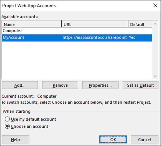 Screenshot shows web accounts table.