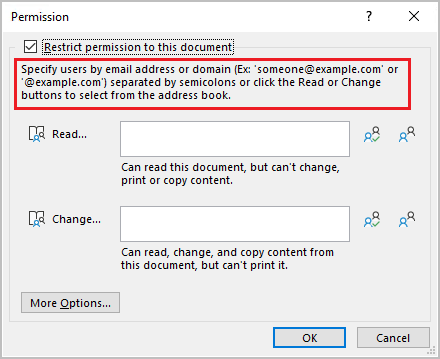 Older dialog box with text about supporting organization-wide custom permissions.