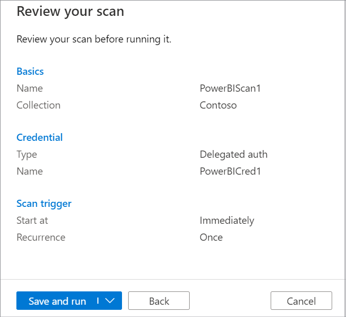 Screenshot of Save and run Power BI source.