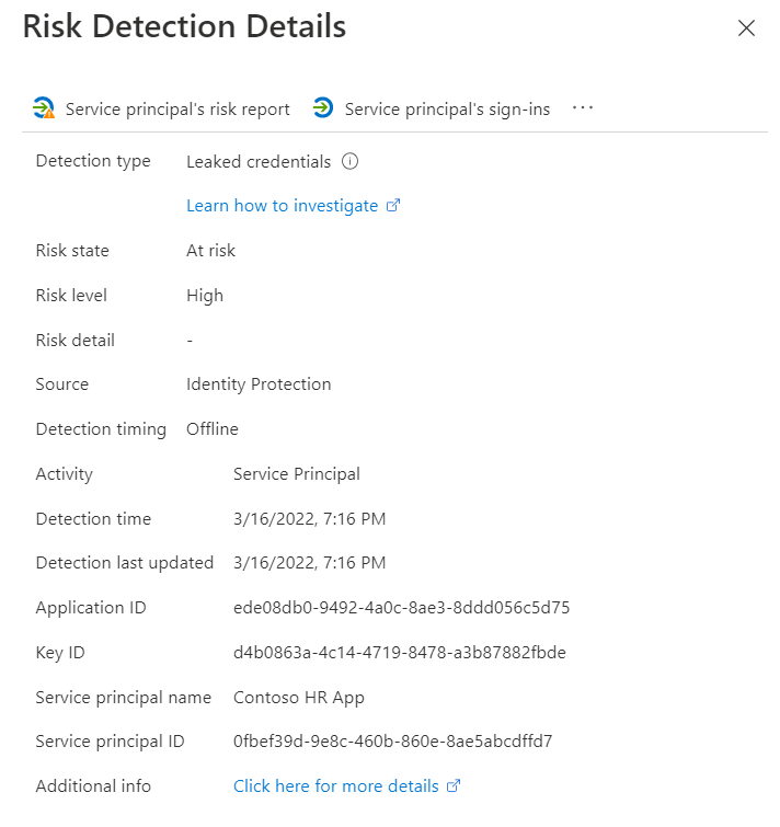 Risk Detection details