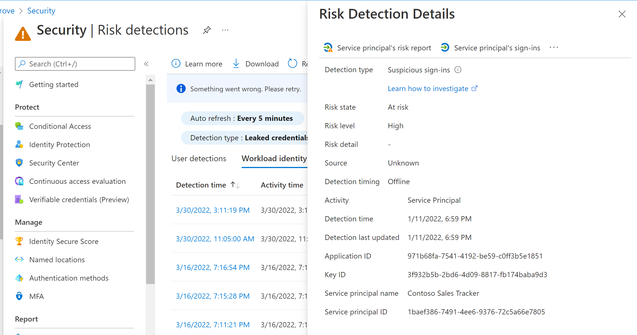 Risk Detection portal