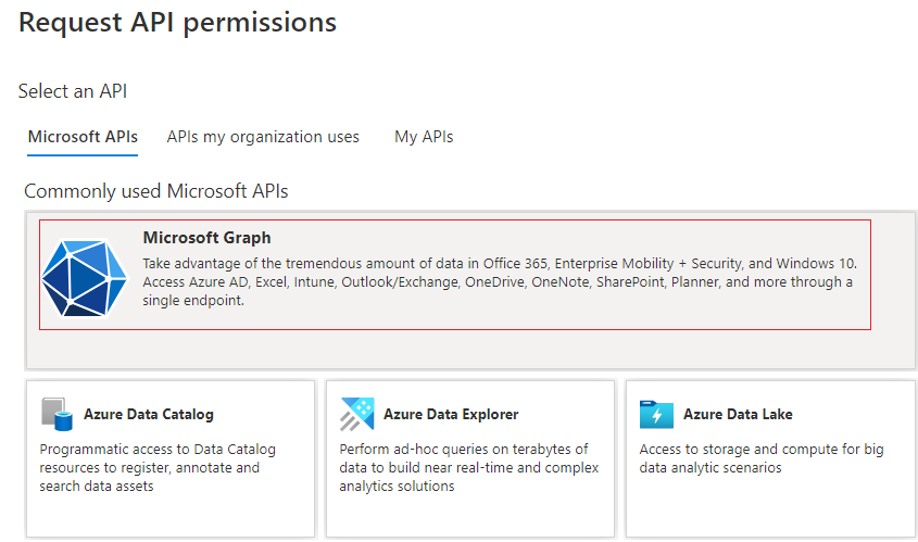 Screenshot of how to request API permissions.