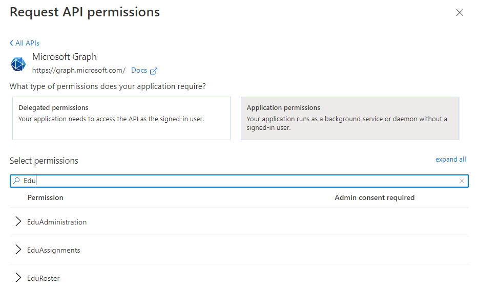 Screenshot of an example API permission request.