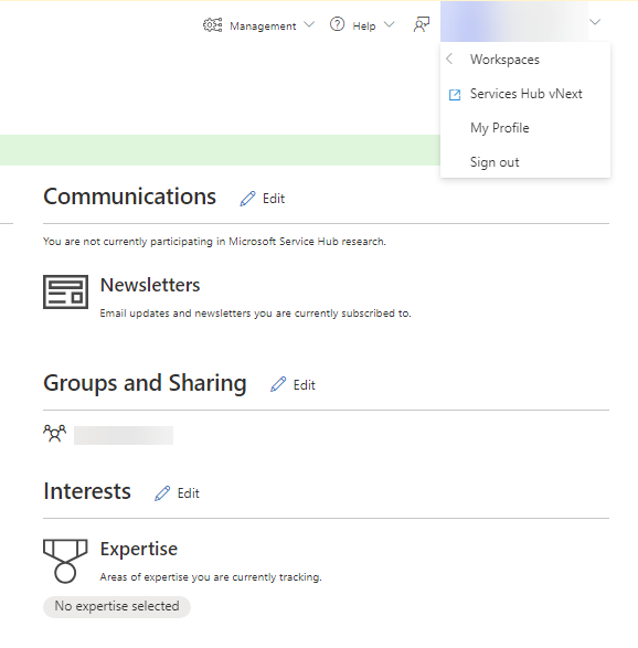 The Operations Navigation in Services Hub.