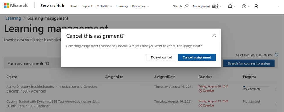 Cancel an assignment