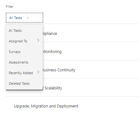 Selecting All Tasks to apply filters on Assessment Remediation and Capability Programs