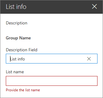 Validation error displayed on a required property (last name) without a value specified