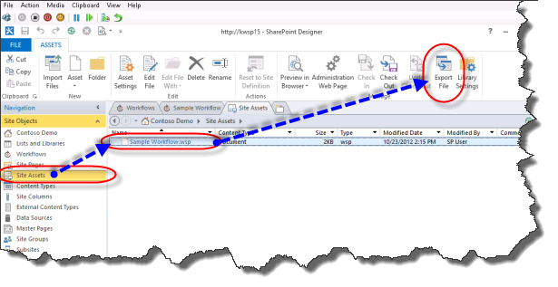 Export workflow file from SPD.