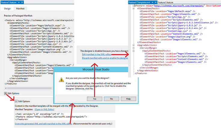 Steps to open the Feature XML editor