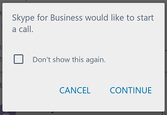 Skype call permission dialog