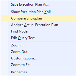 Right-click Compare Showplan