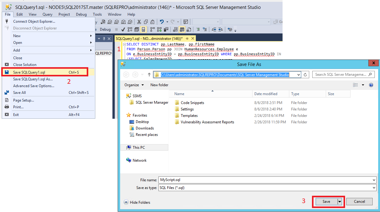 Save SQL Query