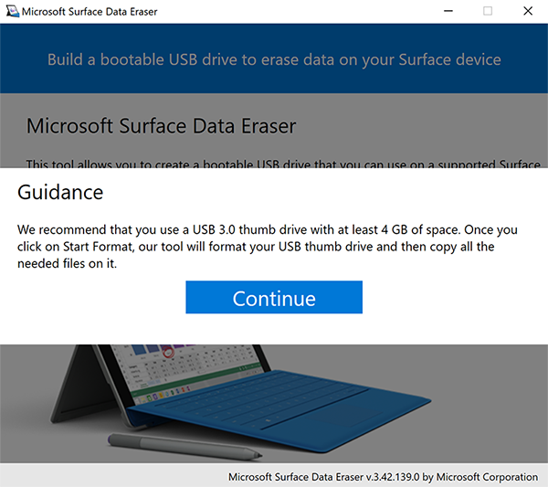 Figure 2. Confirm USB drive of at least 4 GB is connected