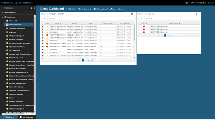 Screenshot showing Completed example of State widget in dashboard.