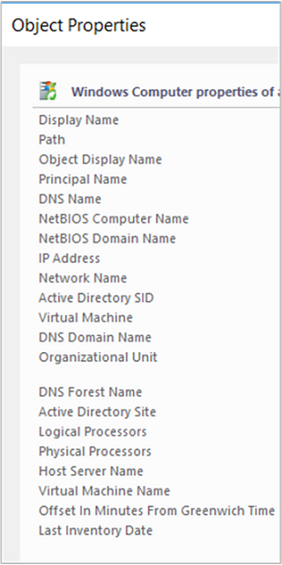 Screenshot showing properties of a Windows computer object.