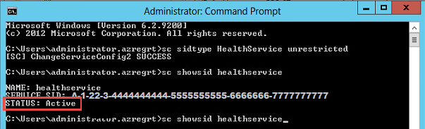 Screenshot of running HealthService.