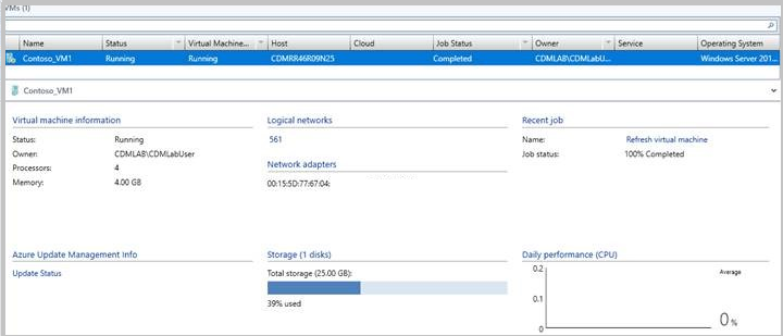 Screenshot of the virtual machines information.