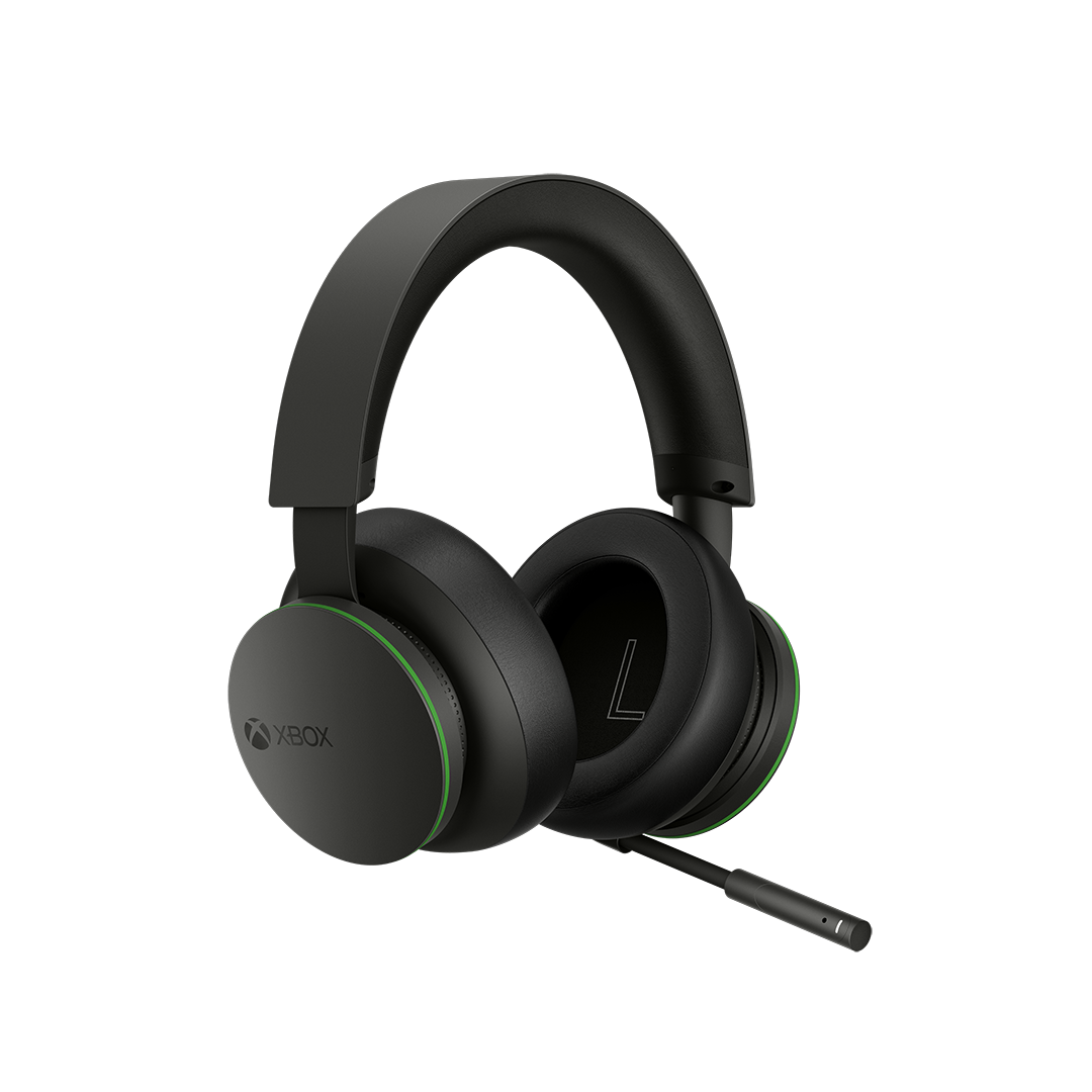 An image of a pair of Xbox-branded headphones with a boom microphone.