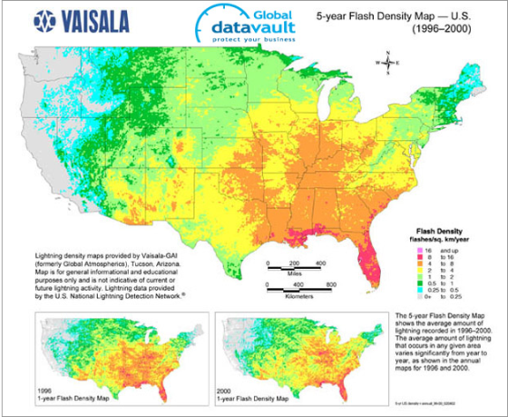 Lightning risk map.