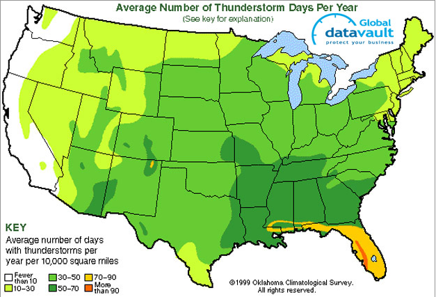 Thunderstorm risk map.