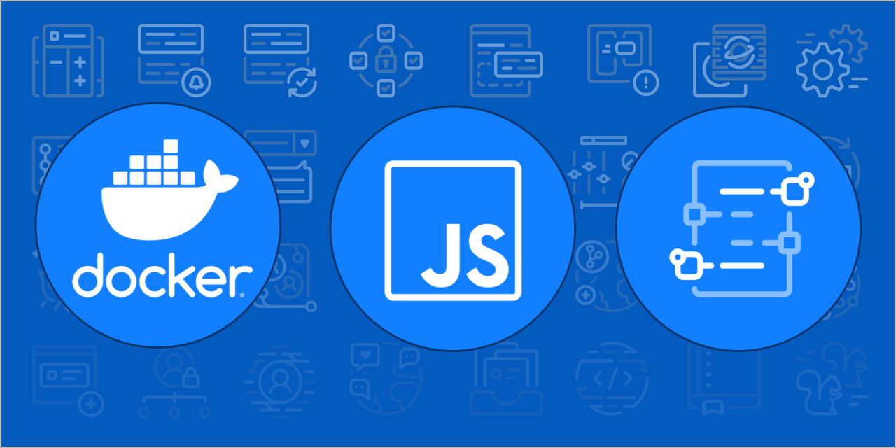 Diagram that displays the three types of GitHub Actions; Docker, JavaScript, and composite run steps actions.