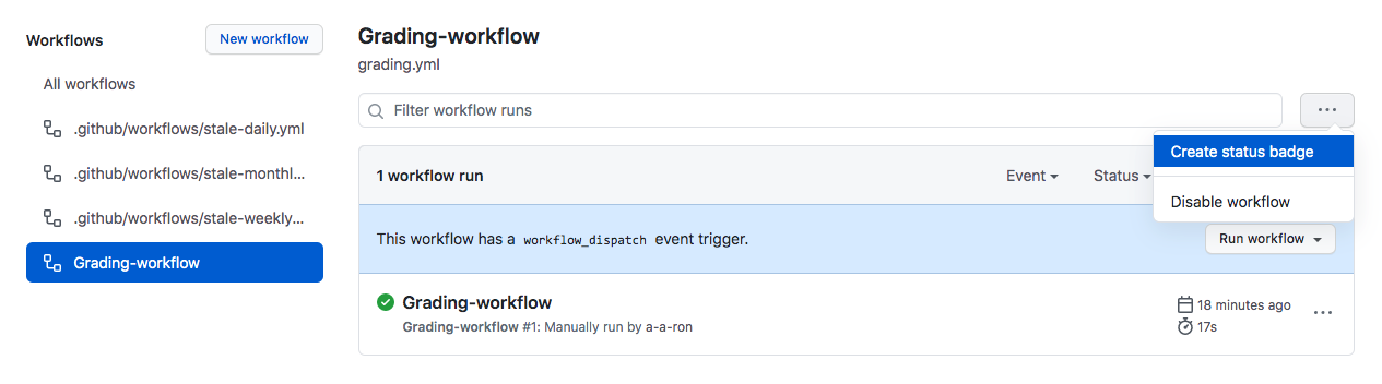 Screenshot of disabling a workflow on GitHub.