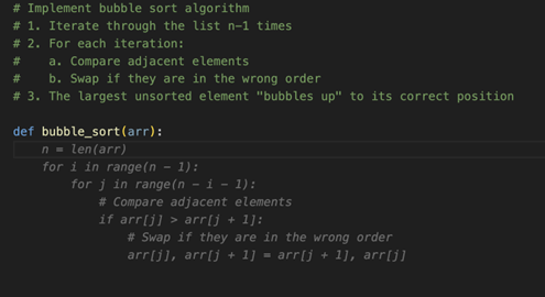 Screenshot of algorithm auto completion ghost text.