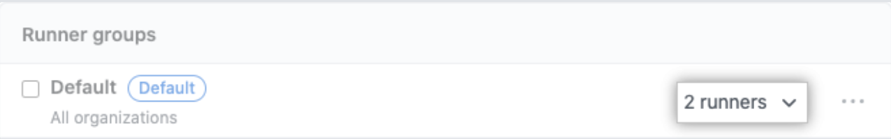 Screenshot of an example runner group with dropdown highlighted.