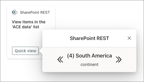 Screenshot of a data bound ACE QuickView.