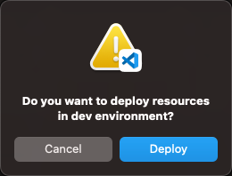 Screenshot of a dialog to confirm deployment.