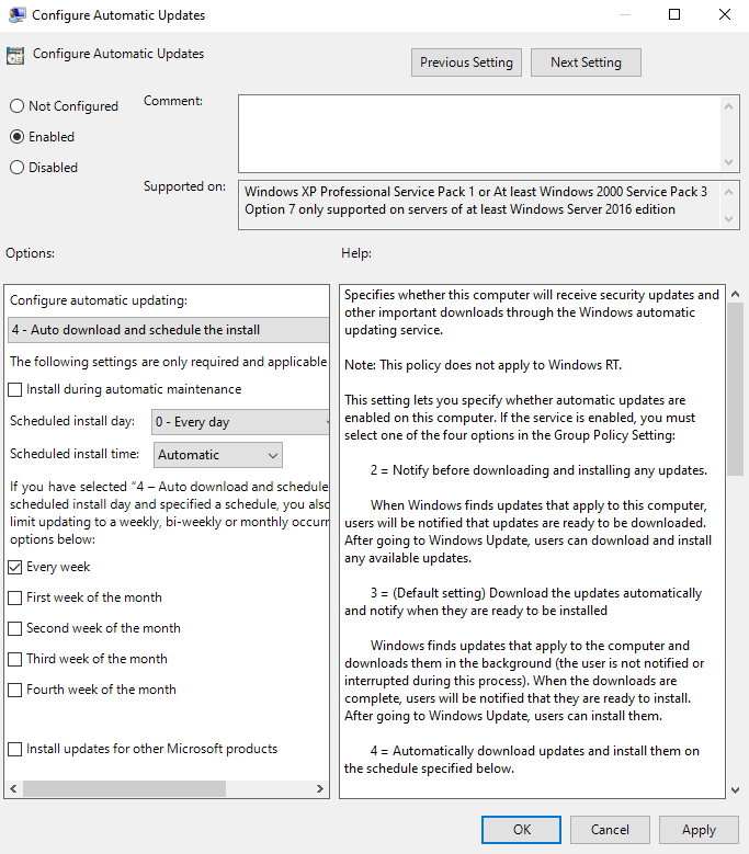 Configure Automatic Updates.