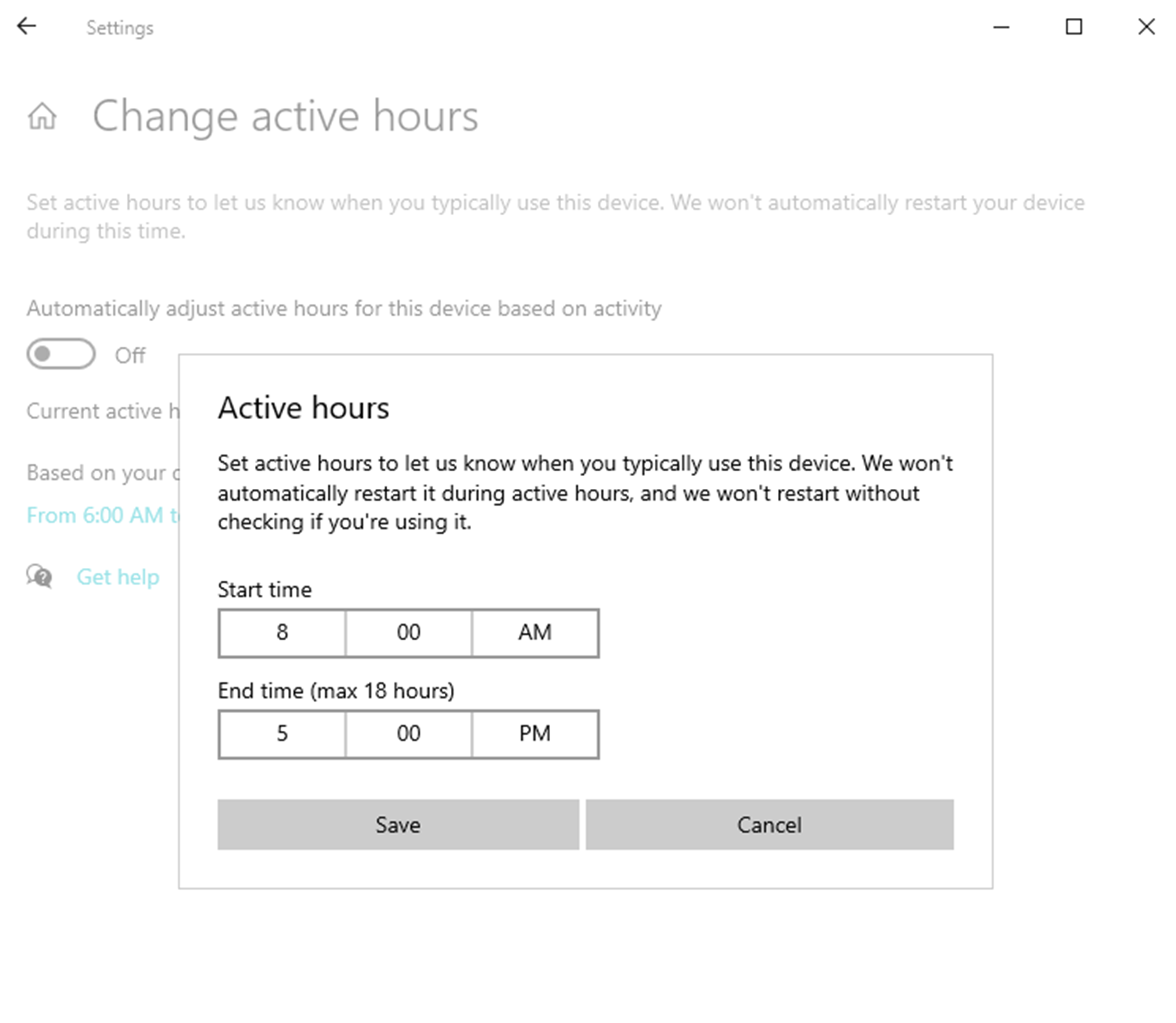 User-configured active hours.