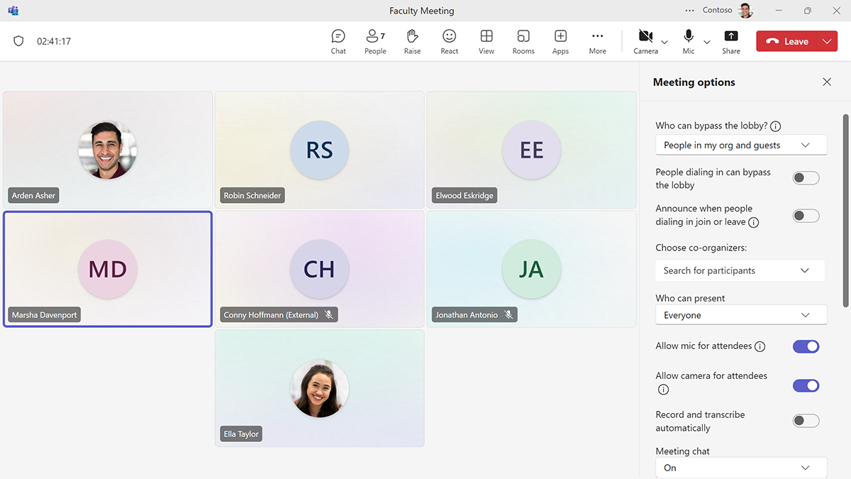 Screenshot showing the options for managing attendees in a Teams meeting.