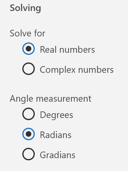 Screenshot of math assist settings.