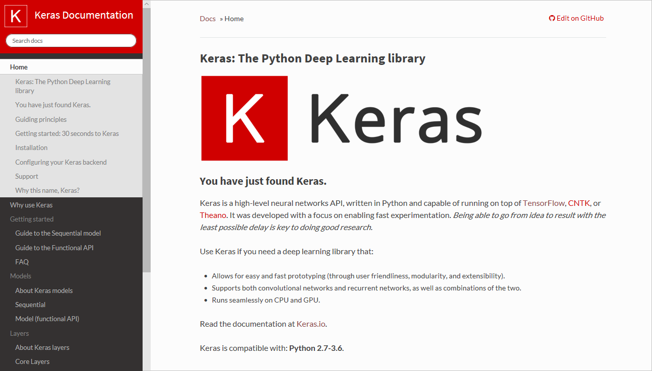 Keras documentation.