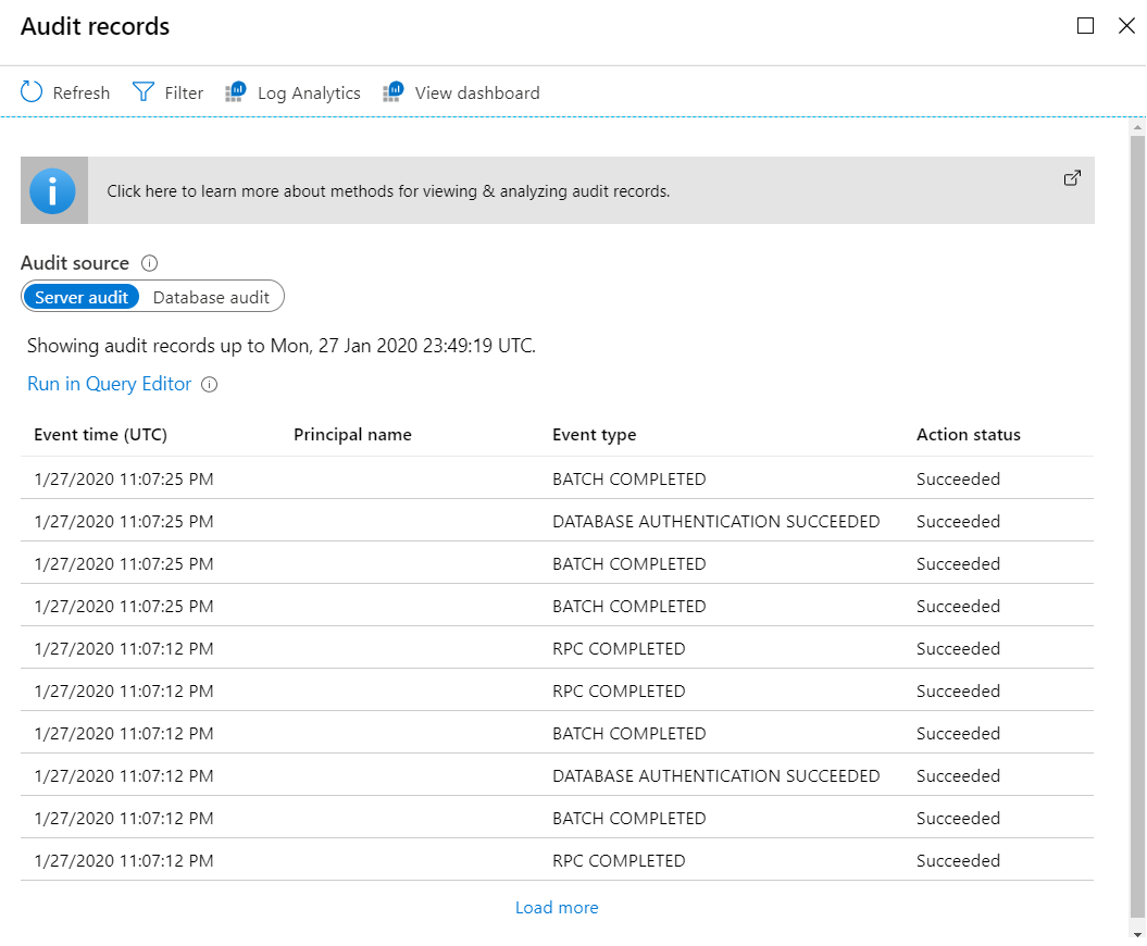 Screenshot of how to view audit records.