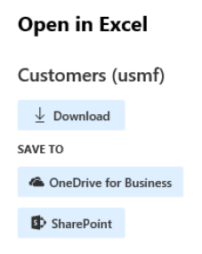 Open in Excel options