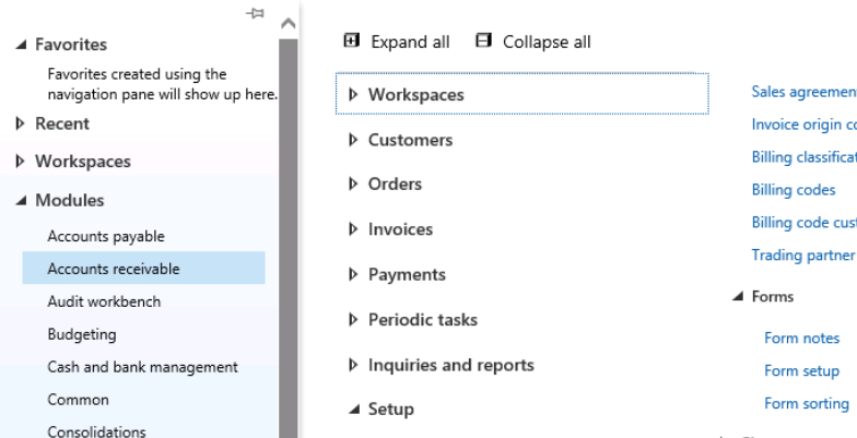 Form setup in the Accounts receivable menu